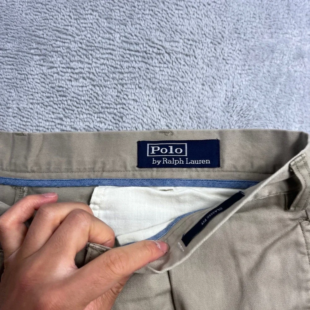 Polo Ralph Lauren Mens 42 Tan Khaki Pleated Classic Fit Cotton Twill Shorts